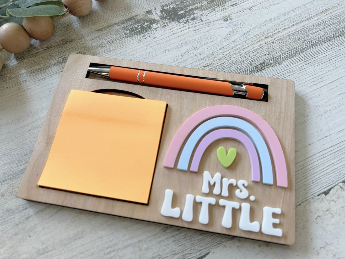 Personalized Rainbow Post it Note Holder