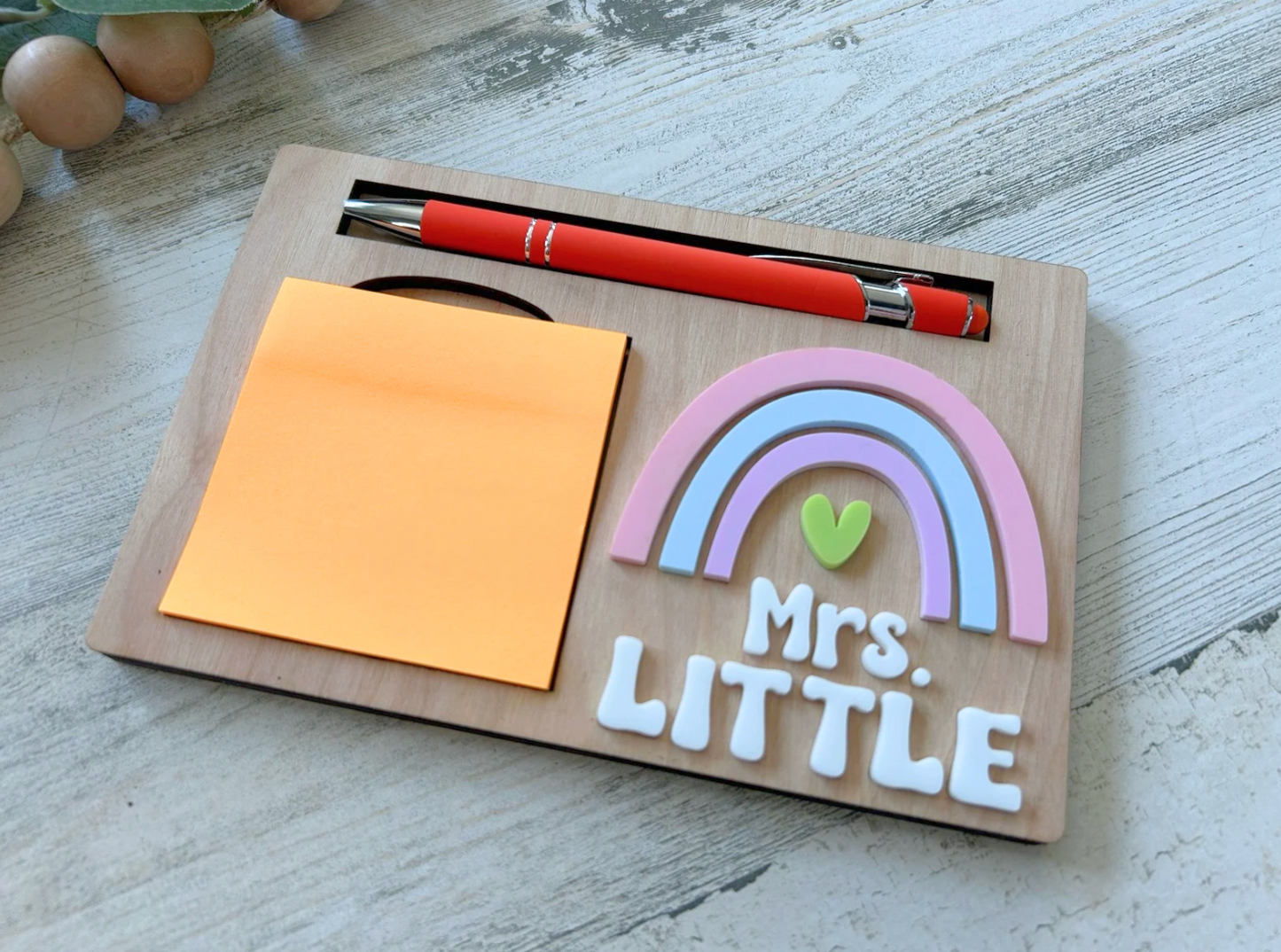 Personalized Rainbow Post it Note Holder