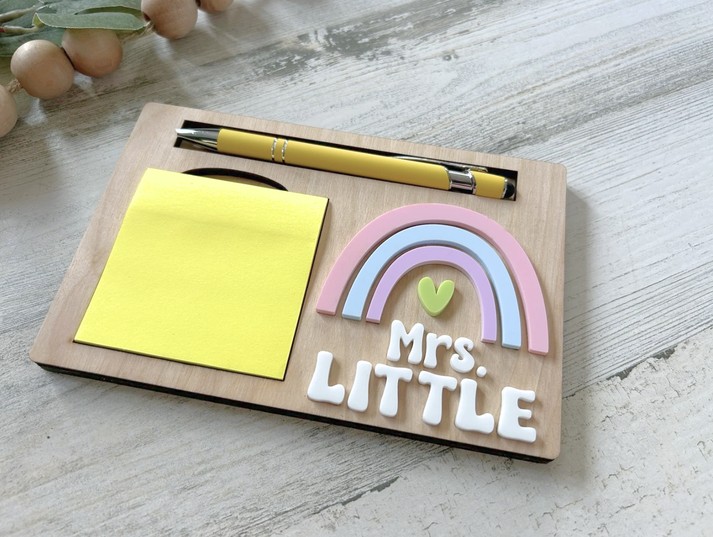 Personalized Rainbow Post it Note Holder
