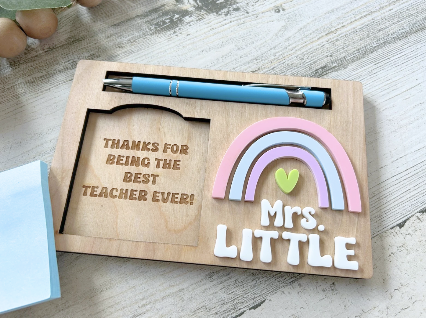 Personalized Rainbow Post it Note Holder