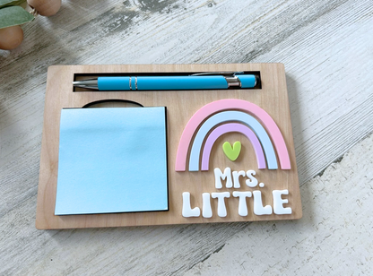 Personalized Rainbow Post-It Note & Pen Holder