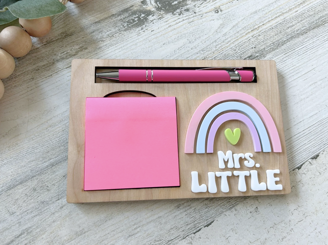 Personalized Rainbow Post it Note Holder