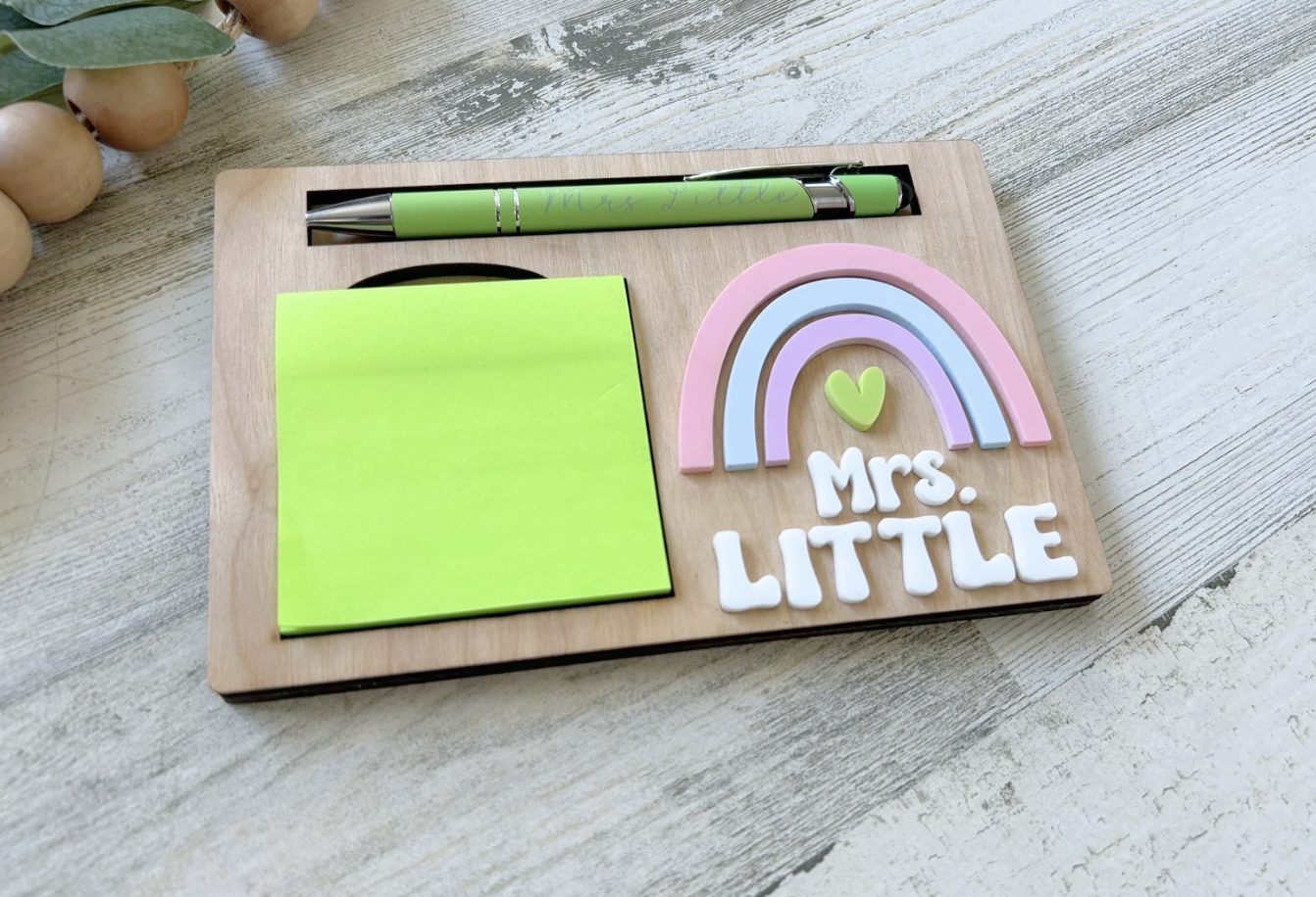 Personalized Rainbow Post it Note Holder
