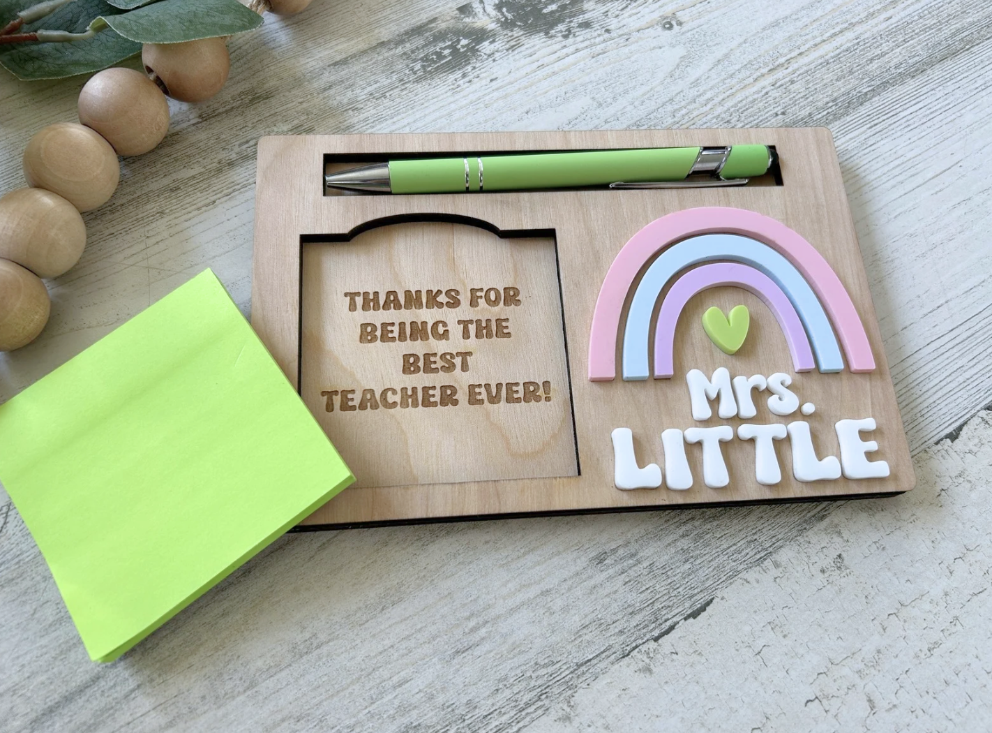 Personalized Rainbow Post it Note Holder