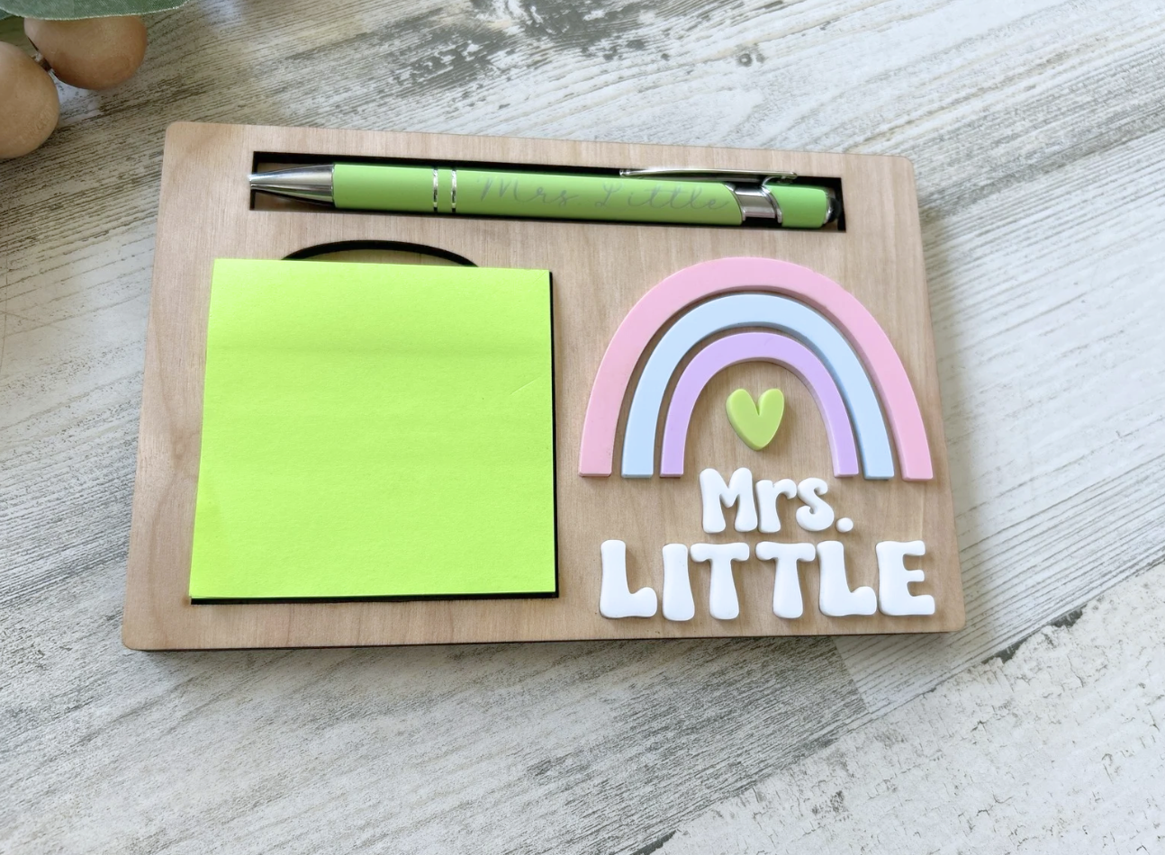 Personalized Rainbow Post it Note Holder