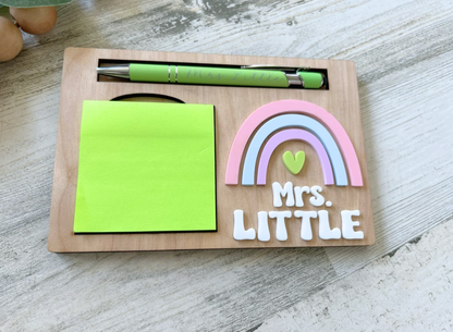 Personalized Rainbow Post-It Note & Pen Holder