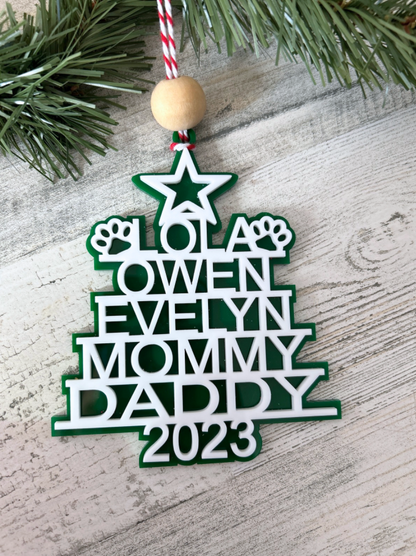 Personalized Family Tree Christmas Ornament