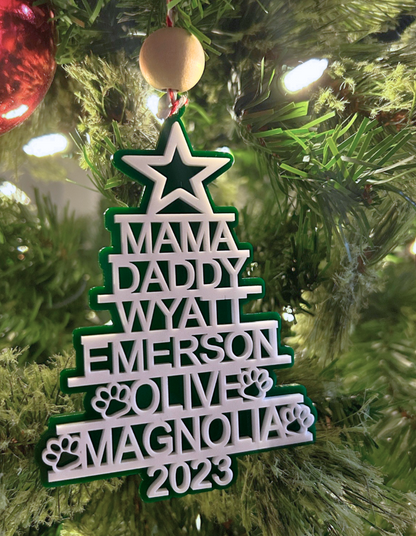Personalized Family Tree Christmas Ornament