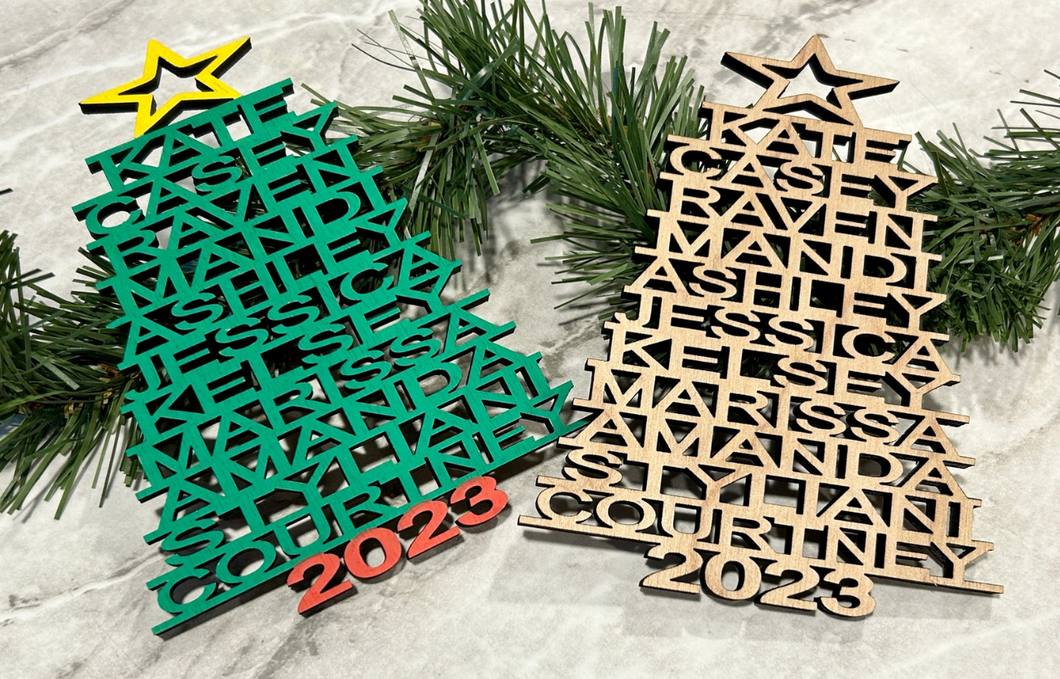 Personalized Wood Family Tree Ornament
