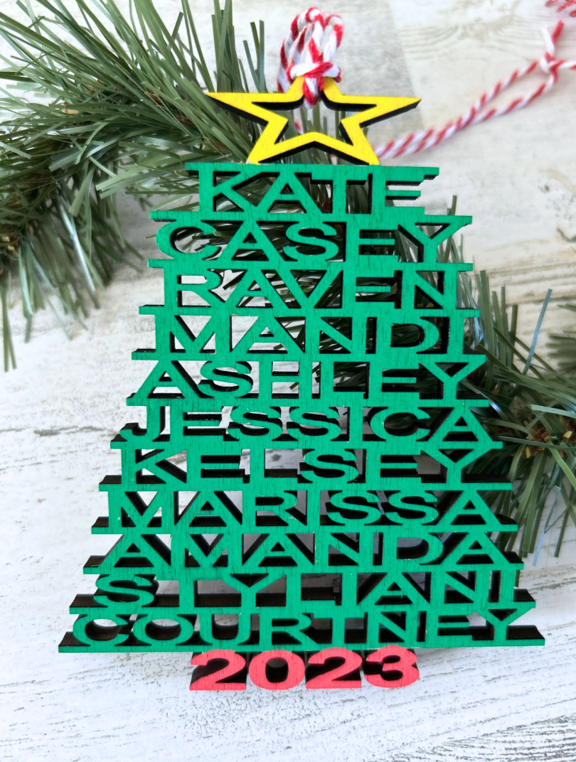 Personalized Wood Family Tree Ornament