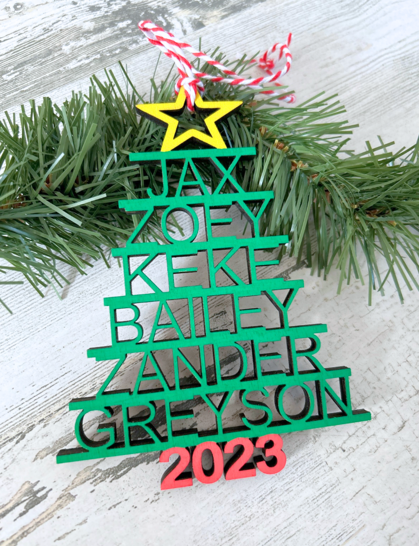 Personalized Wood Family Tree Ornament