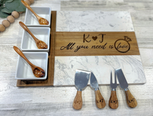 Load image into Gallery viewer, Personalized Wood and Marble Charcuterie Set
