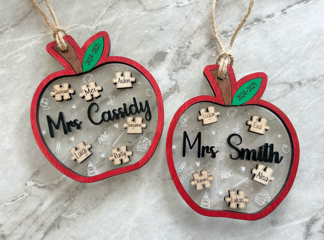 Personalized Apple Teacher Ornament