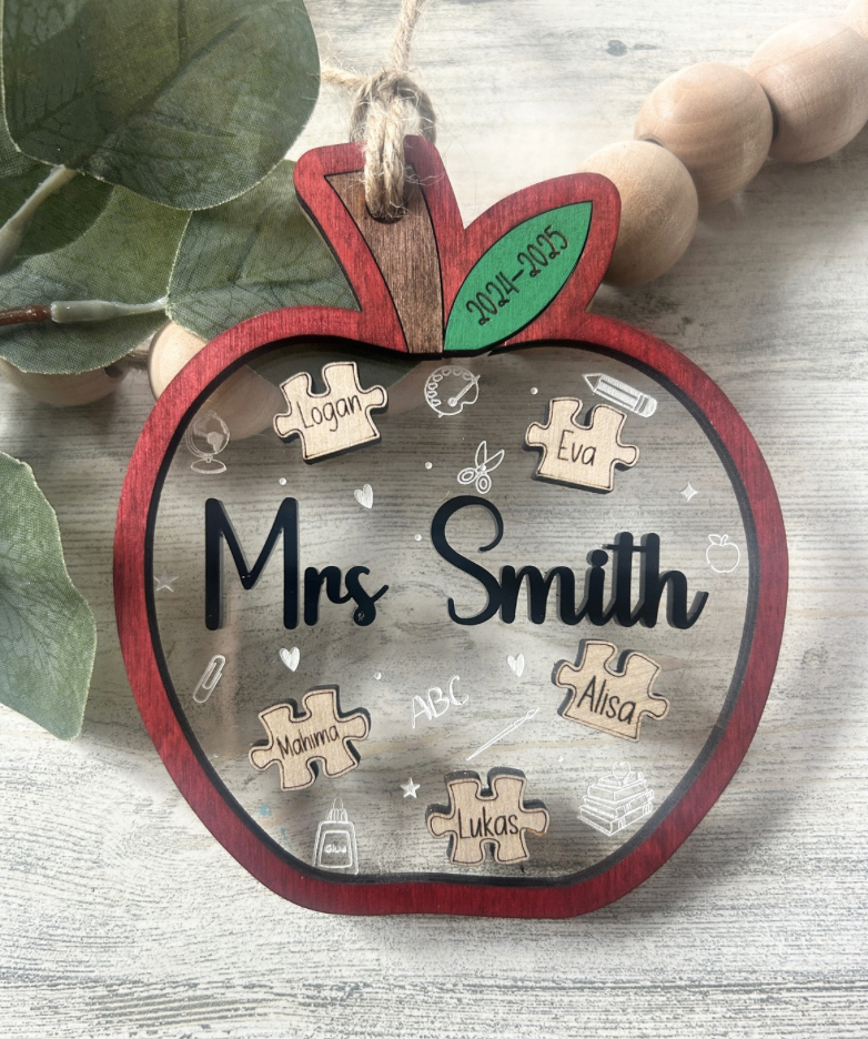 Personalized Apple Teacher Ornament