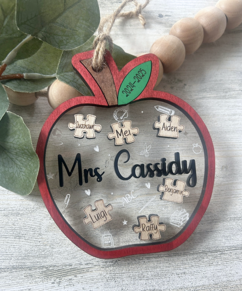 Personalized Apple Teacher Ornament