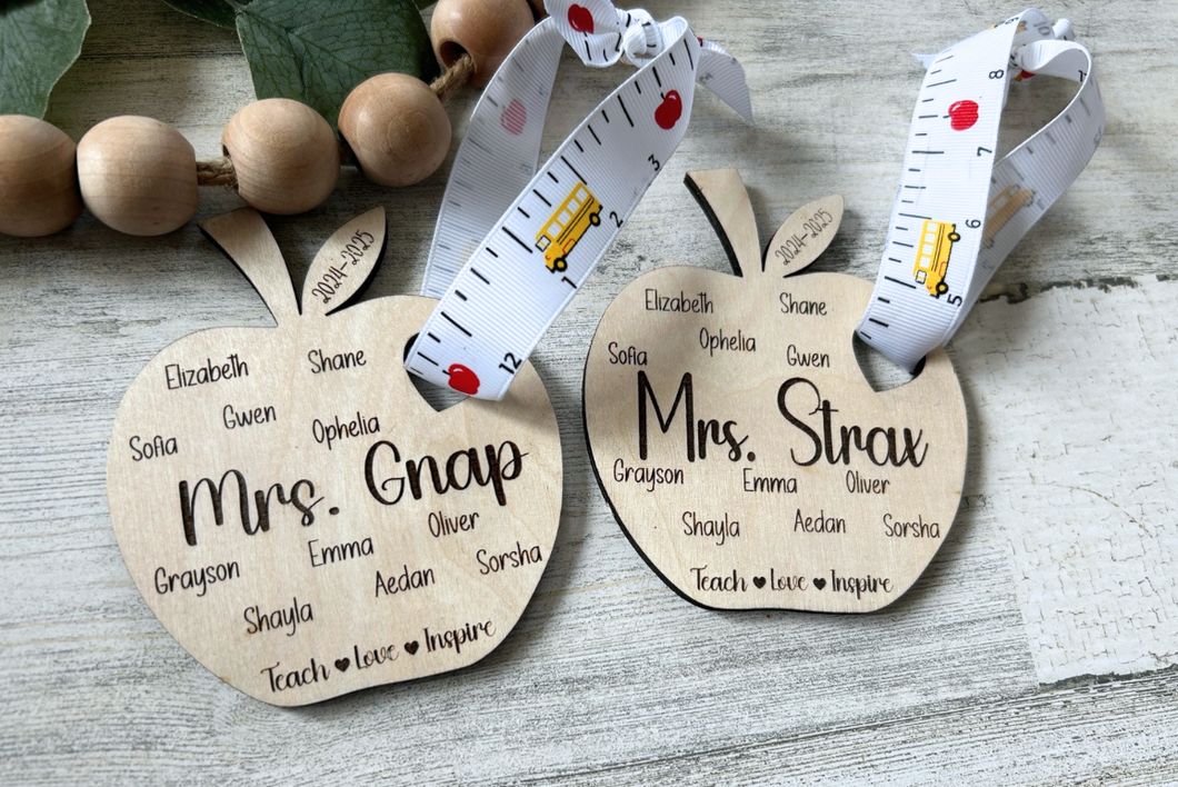 Personalized Teacher Apple Ornament