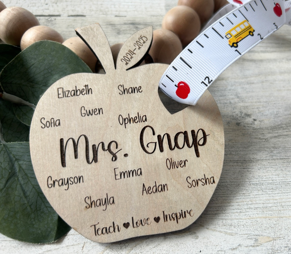 Personalized Teacher Apple Ornament