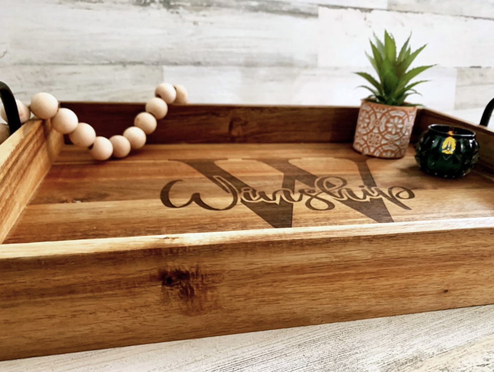 Custom Engraved Large Wooden Serving Tray