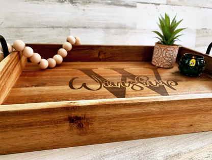 Custom Engraved Large Wooden Serving Tray
