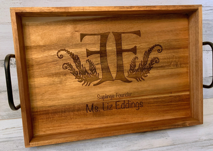 Custom Engraved Large Wooden Serving Tray
