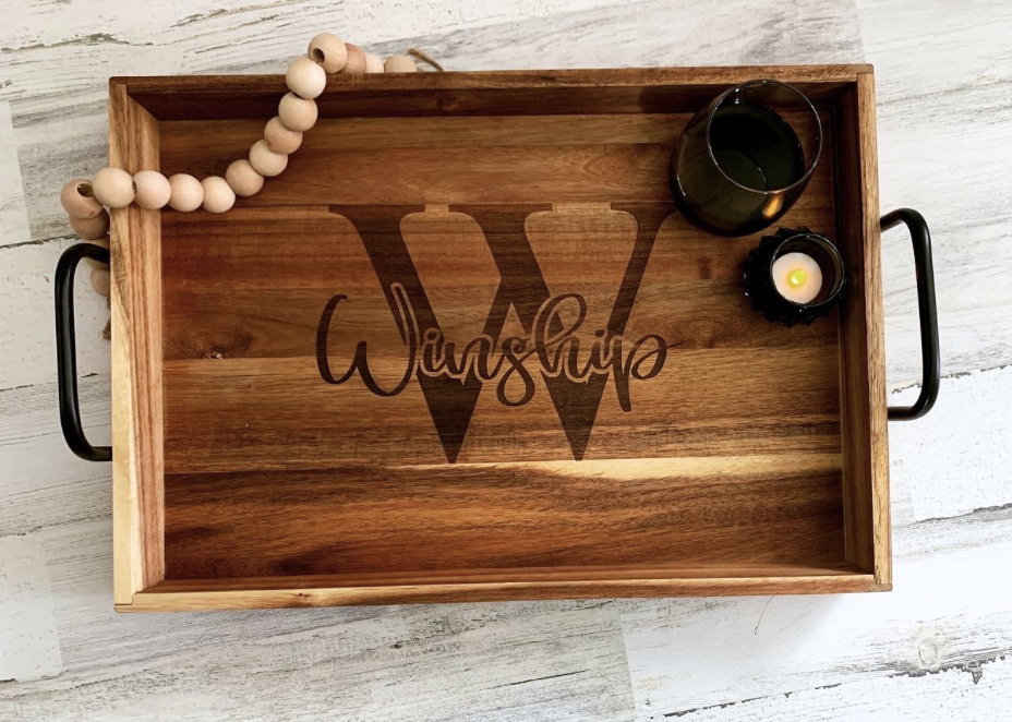 Custom Engraved Large Wooden Serving Tray
