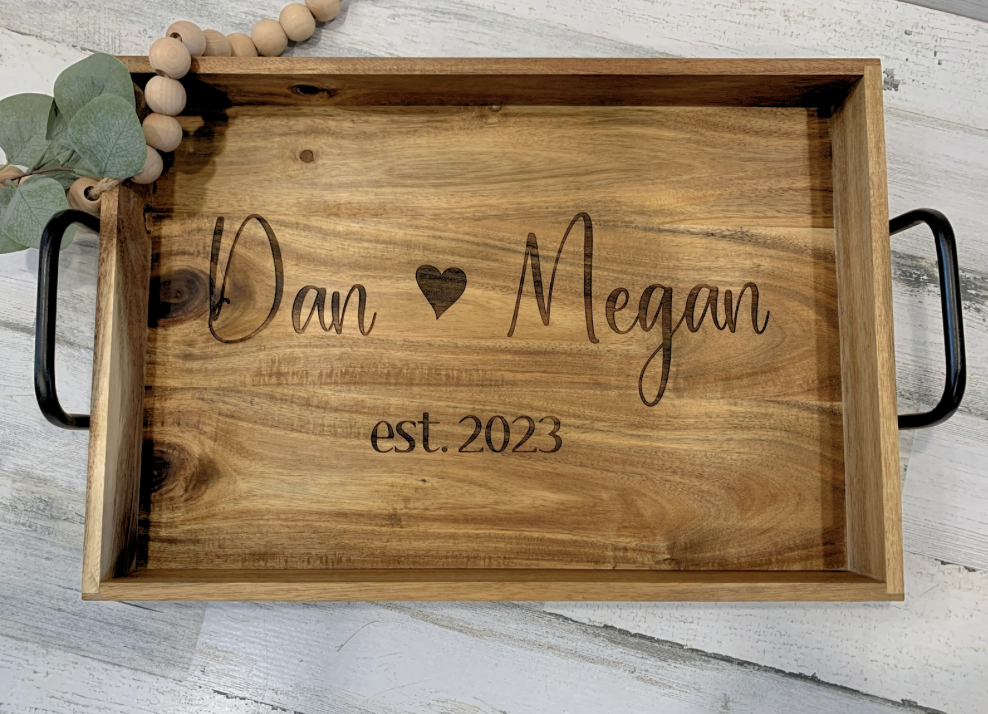 Custom Engraved Large Wooden Serving Tray