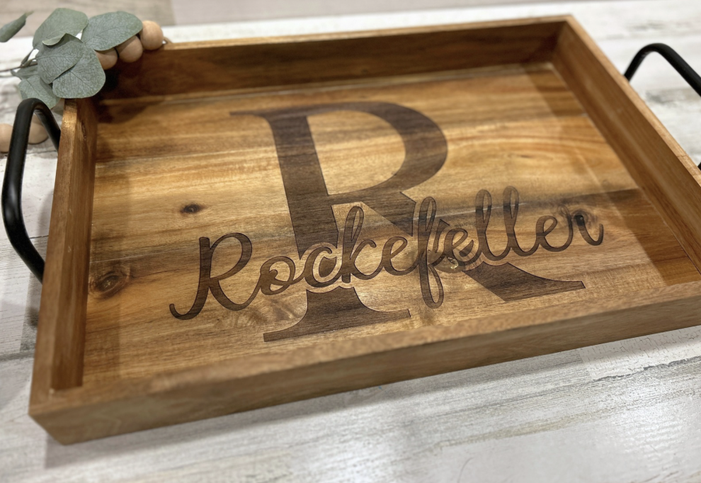 Custom Engraved Large Wooden Serving Tray