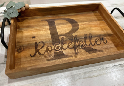 Custom Engraved Large Wooden Serving Tray