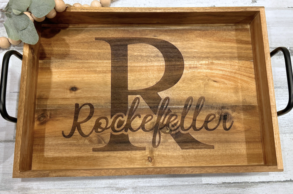 Custom Engraved Large Wooden Serving Tray