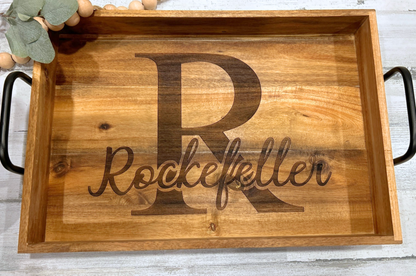 Custom Engraved Large Wooden Serving Tray