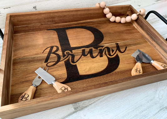 Custom Engraved Large Wooden Serving Tray