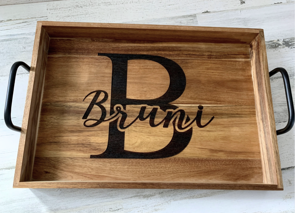 Custom Engraved Large Wooden Serving Tray
