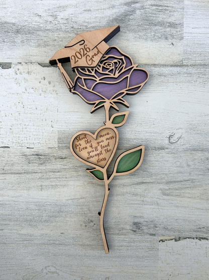 Personalized Wooden Graduation Rose