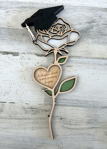 Personalized Wooden Graduation Rose