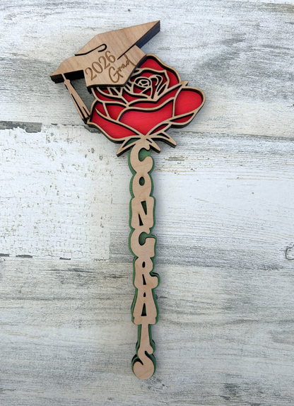 Personalized Wooden Graduation Rose