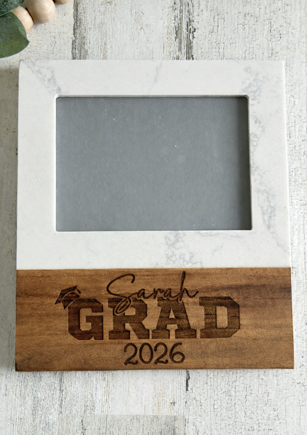 Personalized Wood and Marble Frame