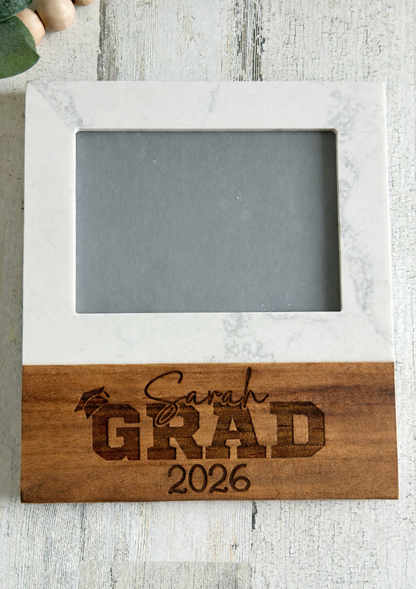 Personalized Graduation Wood & Marble Photo Frame