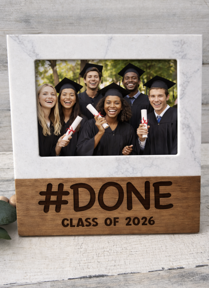 Personalized Wood and Marble Frame