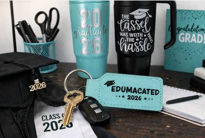 Personalized Graduation Leatherette Keychain