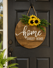 Load image into Gallery viewer, Home Sweet Home Door Hanger Sign | Rustic Wood Welcome Sign
