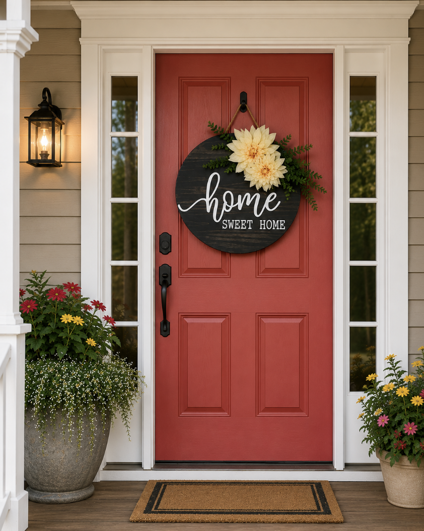 Home Sweet Home Door Hanger Sign | Rustic Wood Welcome Sign