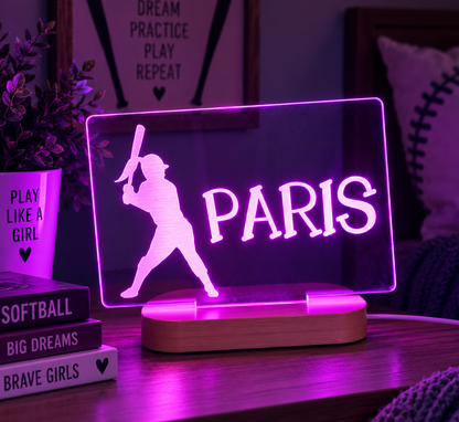 Personalized Softball Color Changing Night Light