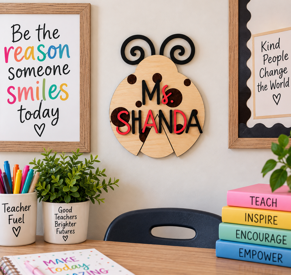 Personalized Teacher Ladybug Sign