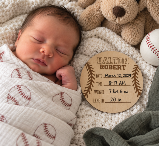 Personalized Baseball Baby Birth Stat Sign