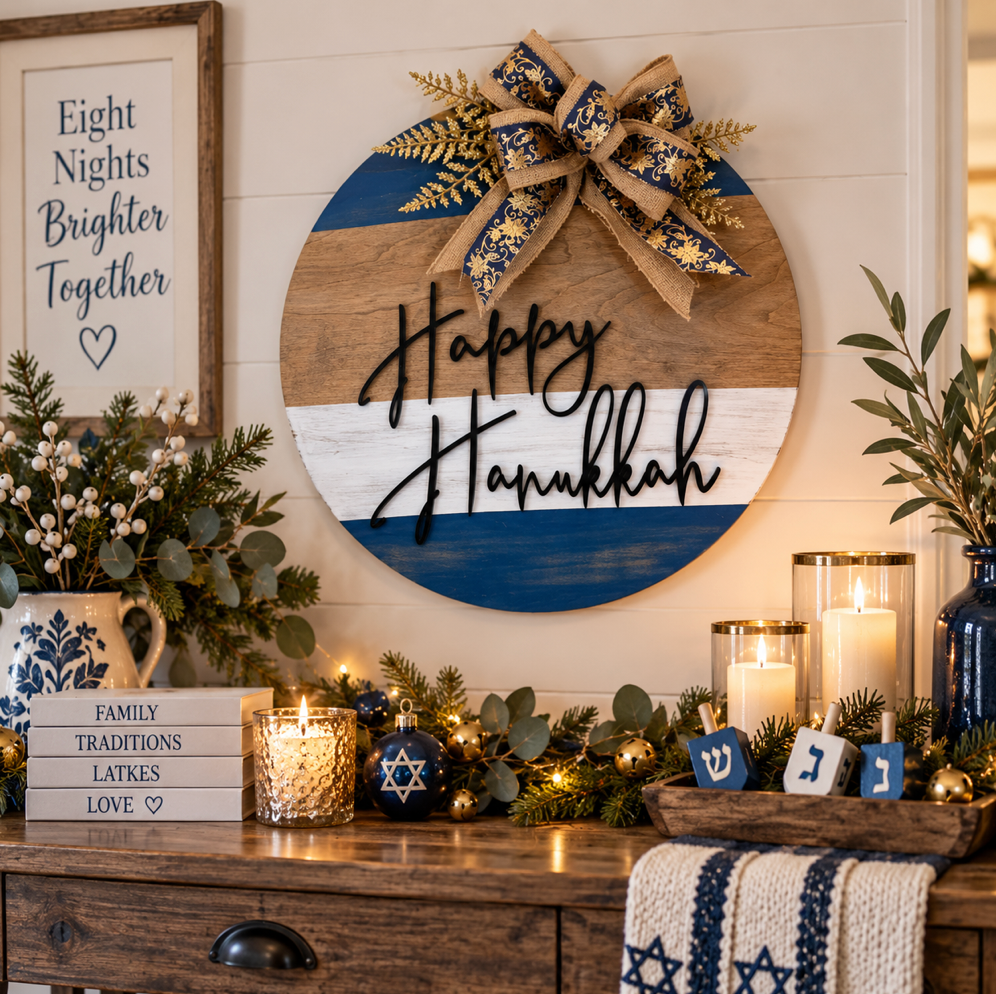 Hanukkah Wooden Door Hanger