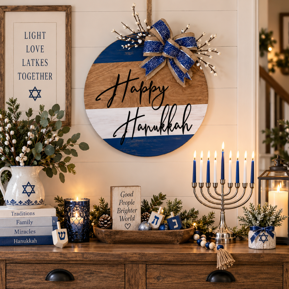 Hanukkah Wooden Door Hanger