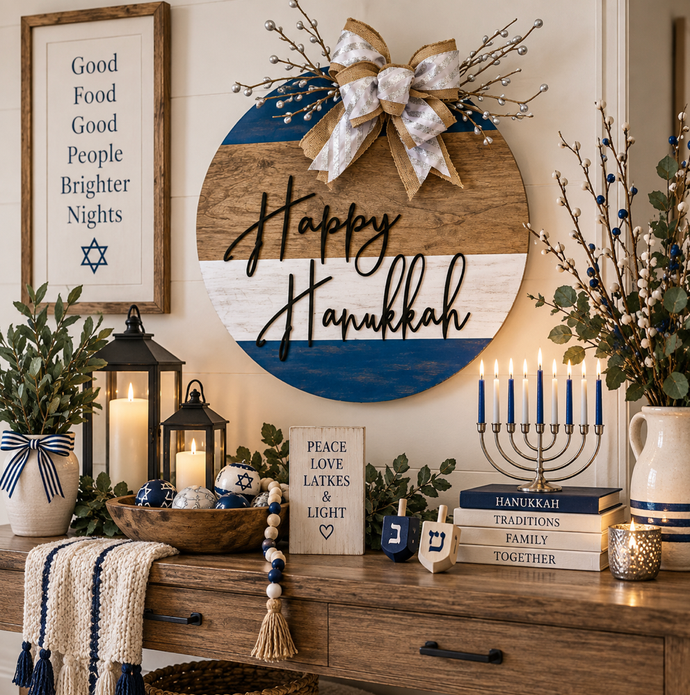 Hanukkah Wooden Door Hanger