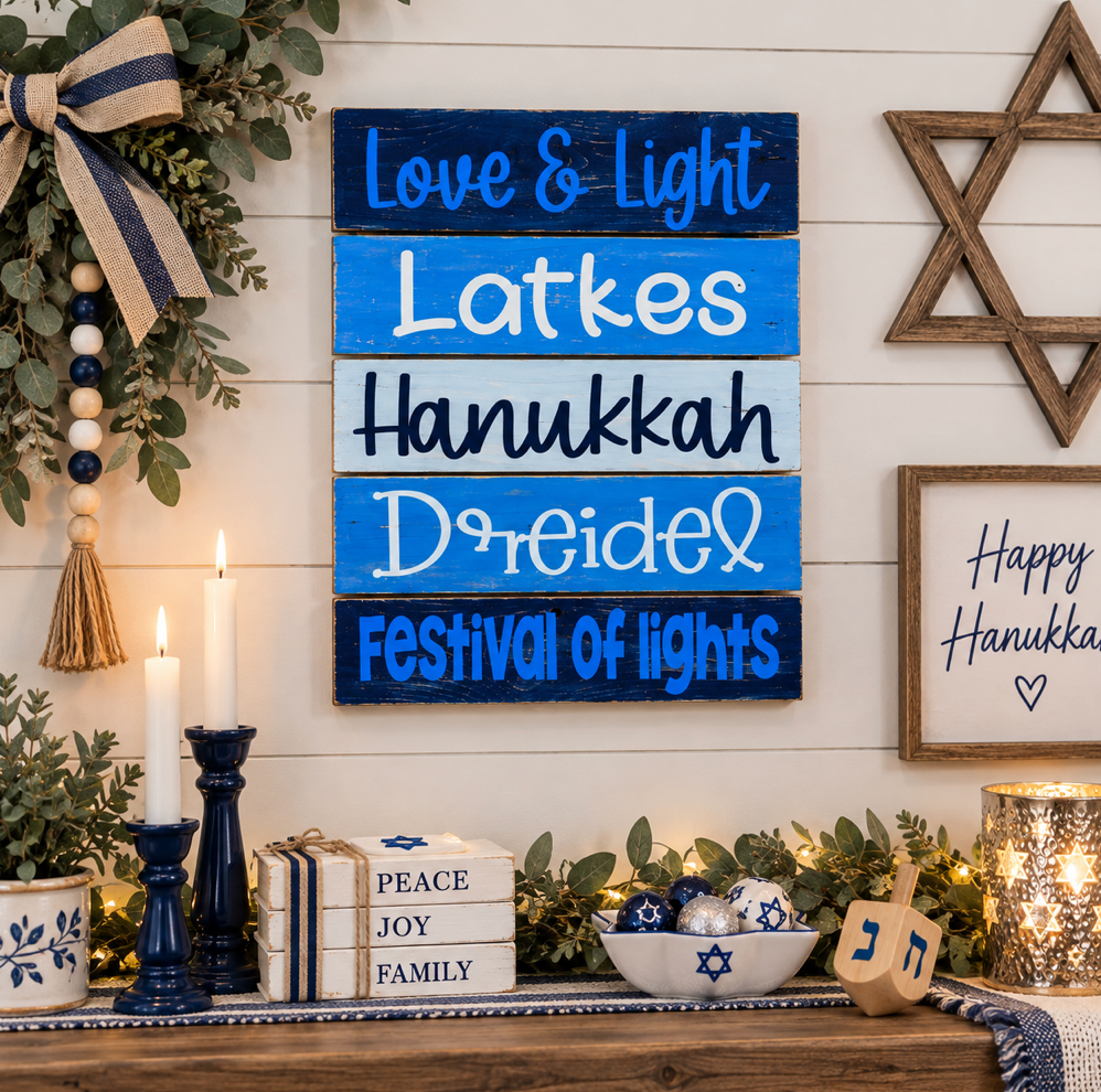 Rustic Wooden Hanukkah Pallet Sign