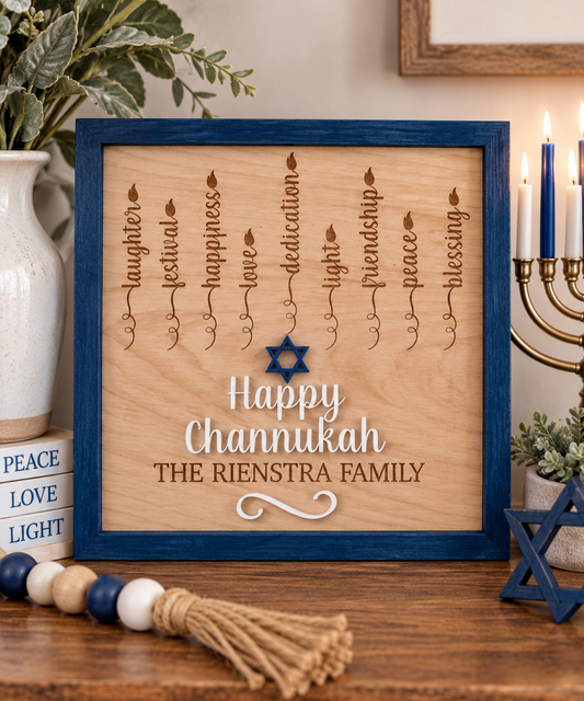 Personalized Family Hanukkah Menorah Sign