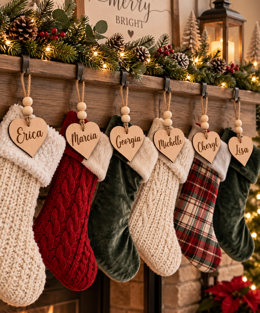 Personalized Wooden Heart Gift Tag & Ornament